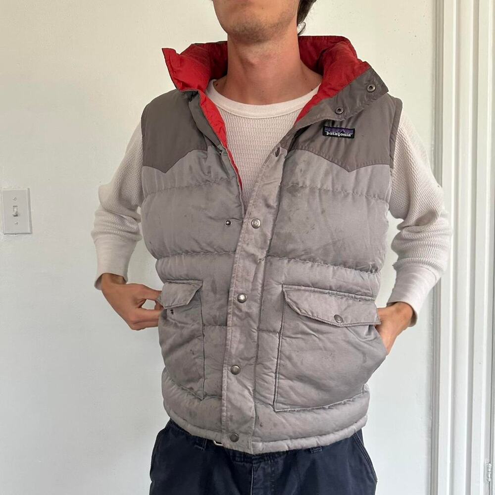 Men’s Grey Patagonia Down Puffer Slingshot Grey Vest - Picture 7 of 8
